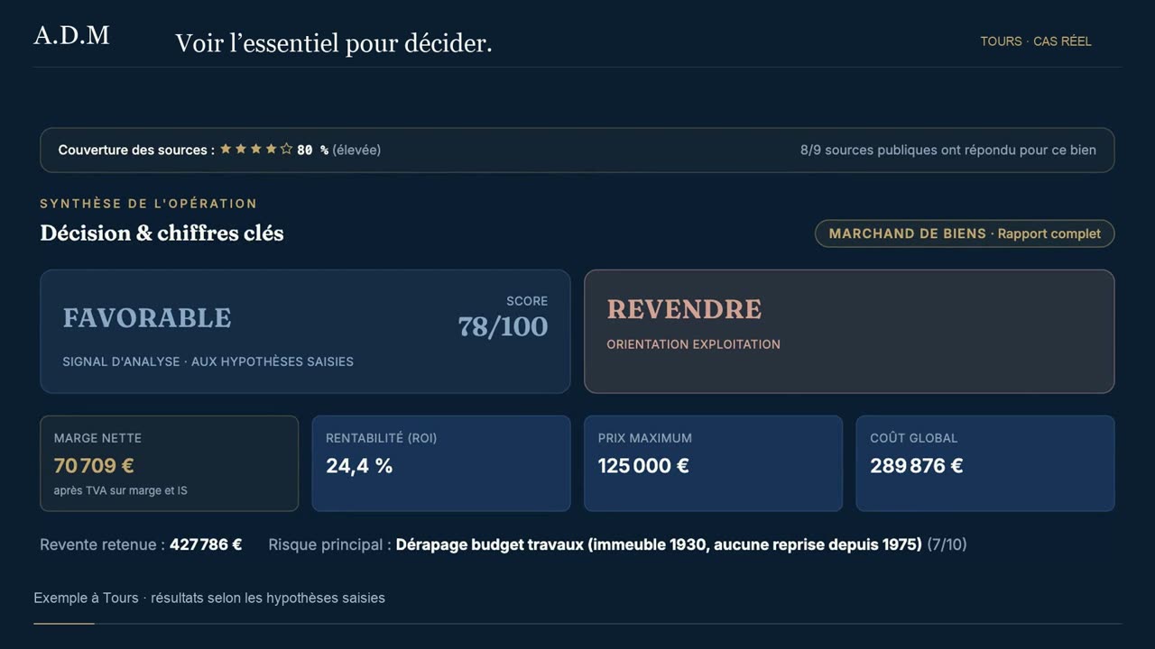 Rapport A.D.M d'un bien à Tours (37) — capture réelle de l'application